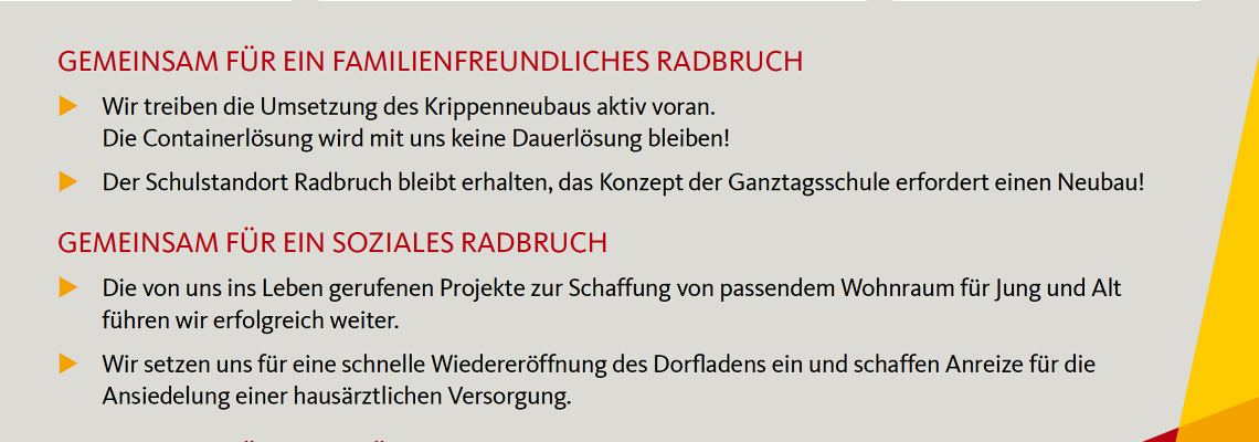 Kommunalwahlen 2021 - Gemeinderat Radbruch - Ziele 1