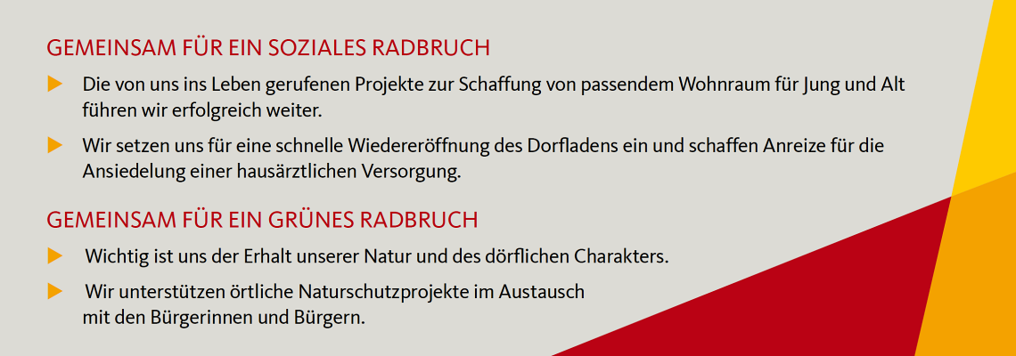 Kommunalwahlen 2021 - Gemeinderat Radbruch - Ziele 2
